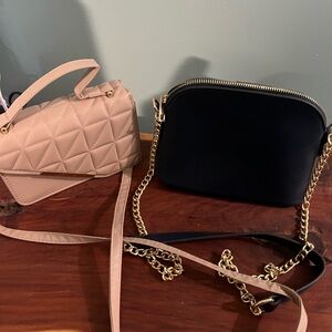 Elegant Black and Tan Quilted Women's Bags (both bags)